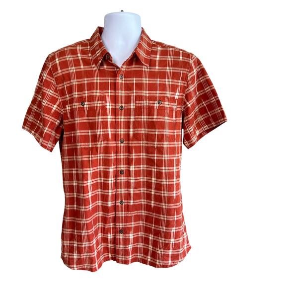 Toad & Co Smythy Shirt Space Dye Red Clay Organic Cotton Mens‎ M Gorpcore - Picture 1 of 8